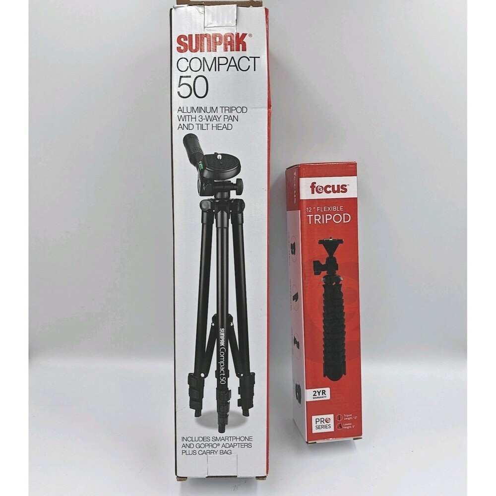 Sunpak TravelMate 50/B 50" Tripod for Cameras Phones & GoPro + Adjustable Tripod